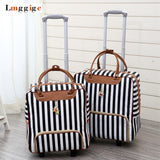 Women Travel Luggage Suitcase Bag,Cabin Waterproof Oxford Cloth Rolling Trolley Case,Pu Leather