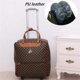 Women Travel Luggage Suitcase Bag,Cabin Waterproof Oxford Cloth Rolling Trolley Case,Pu Leather