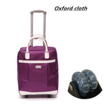 Women Travel Luggage Suitcase Bag,Cabin Waterproof Oxford Cloth Rolling Trolley Case,Pu Leather