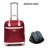 Women Travel Luggage Suitcase Bag,Cabin Waterproof Oxford Cloth Rolling Trolley Case,Pu Leather