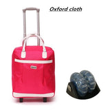 Women Travel Luggage Suitcase Bag,Cabin Waterproof Oxford Cloth Rolling Trolley Case,Pu Leather