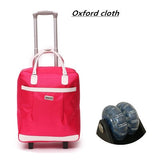 Women Travel Luggage Suitcase Bag,Cabin Waterproof Oxford Cloth Rolling Trolley Case,Pu Leather