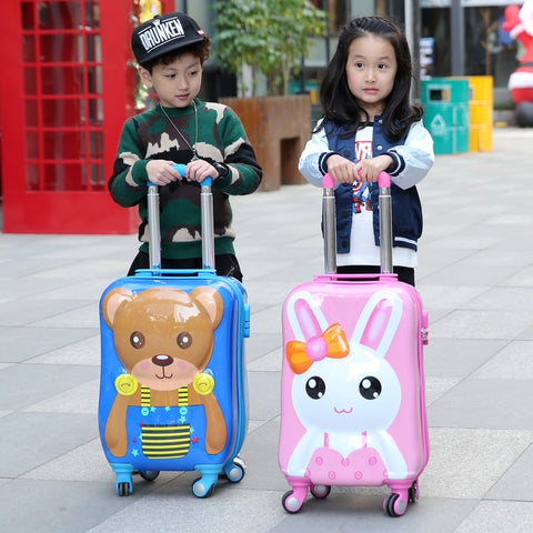 Letrend 3D Cartoon Rolling Luggage Spinner Children Wheel Suitcases Kids Cute Trolley Travel Bag