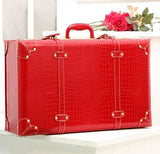 Korea Fashion Female Red Pu Leather Retro Suitcase Sets,Bride Vintage Married Suitcases
