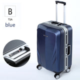 Aluminum Frame+Pc Suitcase,20"22"24"28"Inch High-Quality Anticollision Rolling Luggage,Tsa Lock