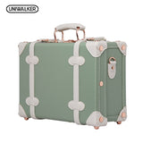 Uniwalker 12" Matcha Green Waterproof Vintage Luggage Small Suitcase Floral Decorative Box With