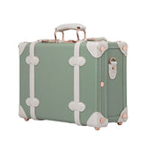 Uniwalker 12" Matcha Green Waterproof Vintage Luggage Small Suitcase Floral Decorative Box With