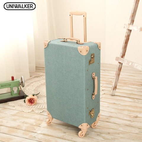 Uniwalker 20" -26" Vintage Travel Trolley Luggage Suitcase With Combination Lock Rolling Luggage