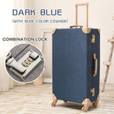 Uniwalker 20" -26" Vintage Travel Trolley Luggage Suitcase With Combination Lock Rolling Luggage