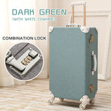 Uniwalker 20" -26" Vintage Travel Trolley Luggage Suitcase With Combination Lock Rolling Luggage