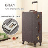 Uniwalker 20" -26" Vintage Travel Trolley Luggage Suitcase With Combination Lock Rolling Luggage
