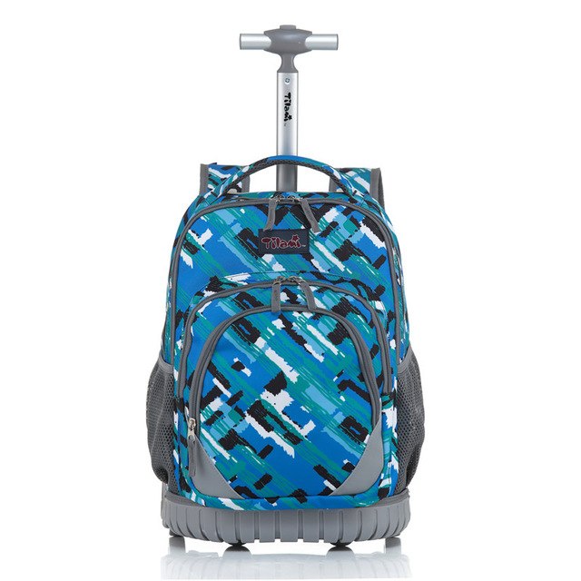 Rolling Backpack Children Trolley School Bags Laptop 18 Inch Multifunction Wheeled Bookbag Travel