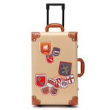 Uk Label Fashion Style Vintage Pu Leather Trolley Luggage,22 Inches Male And Female Retro Travel