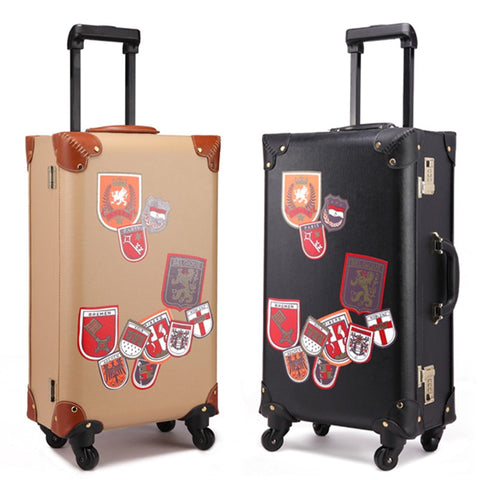 Fashion Suitcase Vintage Trolley Luggage Trolley Male Female Vintage Travel Bag20 22 24 The Box