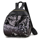 Women Fashion Pu Leather Shoulder Bag Casual Sequins Backpack Travel School Bag