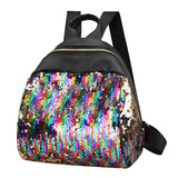 Women Fashion Pu Leather Shoulder Bag Casual Sequins Backpack Travel School Bag