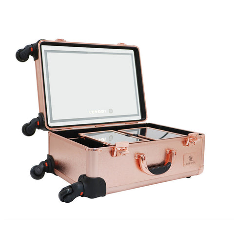 Luvodi Professional Trolley Makeup Case With Huge Led Mirror And Large Storage With Two