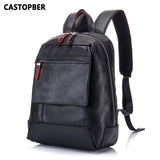 Men Multifunctional Backpacks Bags Shoulder Waterproof Black School Bag Cowhide Genuine Leather