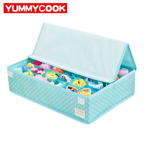 30 Grid Underwear Bras Organizer Storage Boxes Scarfs Sock Divider Lidded Closet Boxes Wholesale