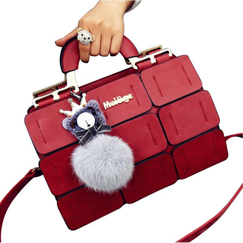 Fashion Women Portable Shoulder Bag Women'S Fur Ball Messenger Bag Ladies Handbag