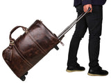 J.M.D High Quality Genuine Cow Leather Luggage Unique Tote Large Capacity Wheel Travel Trolley
