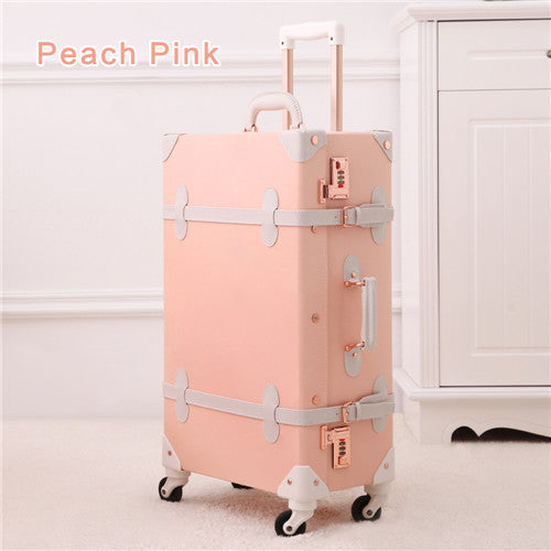 Uniwalker 20"22" 24" 26" Drawbars&Pu Leather Retro Luggage Suitcase Travel Trolley Case Rolling