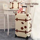 2Pcs/Set Vintage Pu Leather Travel Luggage,12" 20" 22" 24" 26" Retro Trolley Suitcase Bags With