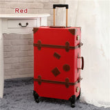 2Pcs/Set Vintage Pu Leather Travel Luggage,12" 20" 22" 24" 26" Retro Trolley Suitcase Bags With