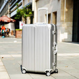Checked Aluminum Frame Pc Suitcase Valiz Trolley Luggage Tsa Lock Koffer Mala De Viagem Spinner