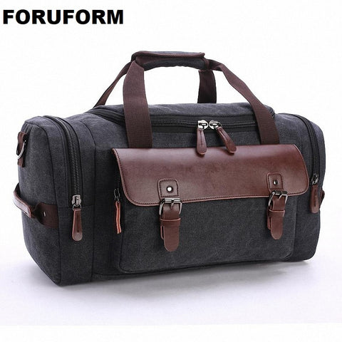 2018 New Style Tote Handbag Leisure Canvas Travel Duffle Bags Men Travel Duffle Bags With Pu