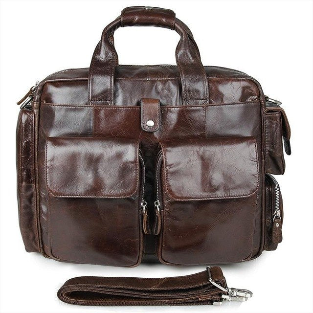 Genuine Leather Men Briefcase Man Bags Business 15 Inch Laptop Tote Bag Men'S Crossbody Shoulder