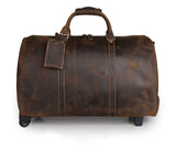 Draw-Bar Box Vintage Genuine Leather Cowhide Large Capacity Travel Luggage Men Duffle Bags