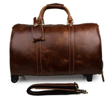 Draw-Bar Box Vintage Genuine Leather Cowhide Large Capacity Travel Luggage Men Duffle Bags