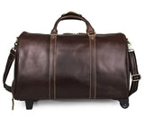 Draw-Bar Box Vintage Genuine Leather Cowhide Large Capacity Travel Luggage Men Duffle Bags