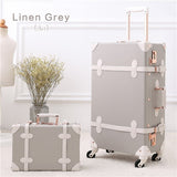 2Pcs/Set Vintage Pu Travel Luggage,12" 20" 22" 24" 26" Retro Trolley Suitcase Bags With Spinner