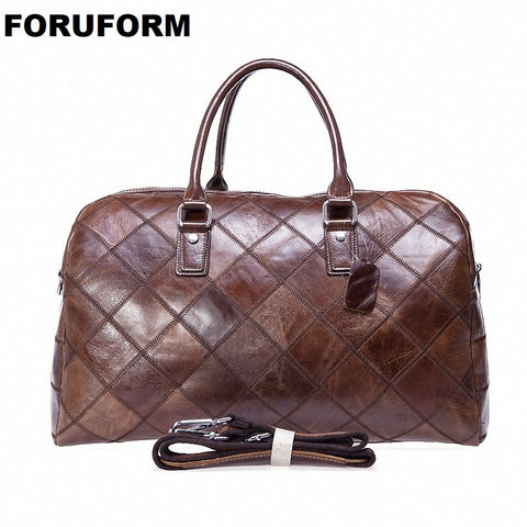 Men Travel Bag Multifunction Men 100% Genuine Leather Travel Bag Big Capacity Shoulder Handbag Tote