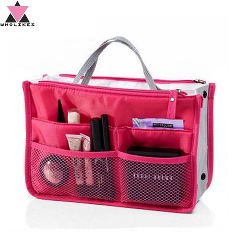 Wholikes Clear Compact Portable Make Up Women Makeup Organizer Bag Girls Cosmetic Bag Toiletry
