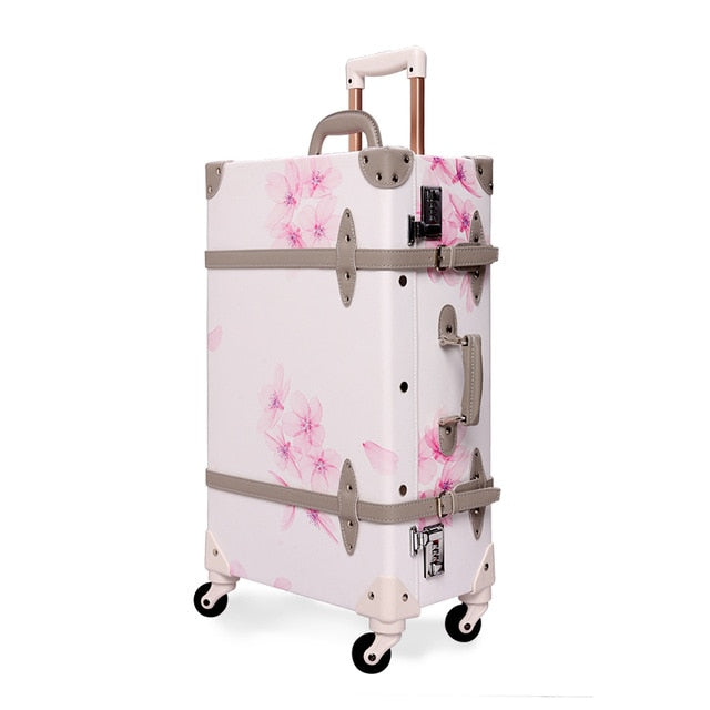 Uniwalker 20" - 26" Vintage Rolling Luggage Bagages Pu Leather Suitcase Trunk Retro Luggage With