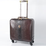 Unisex Pu Leather Crocodile Pattern Spinner Carry-On Luggage High Quality Pull-On Luggage Cases