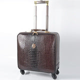 Unisex Pu Leather Crocodile Pattern Spinner Carry-On Luggage High Quality Pull-On Luggage Cases