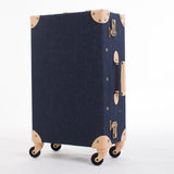 Denim Canvas Luggage Bag ,Oxford Cloth Vintage Rolling Travel Suitcase, 20" Inch Universal Wheels