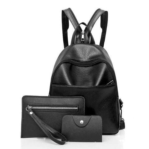 Women Three Sets Fashion Backpack Shoulder Bags Messenger Bags Clutch Wallet