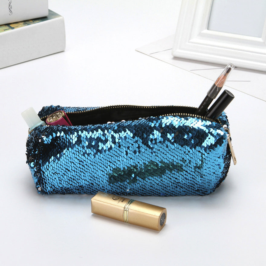 Unisex Fashion Double Color Sequins Handbag Cosmetic Bag Makeup Pouch