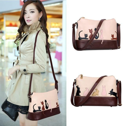 Women Cat Rabbit Leather Shoulder Bag Cross Body Purse Handbag Messenger