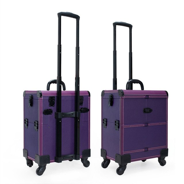 Cosmetic Bags,Trolley Nails Makeup Case With Rolling, Beauty Box Toolbox Travel Luggage ,17" Inch