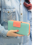 Birds Clutch Wallet Leather Case Long Zip Button Card Purse Handbag