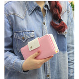 Birds Clutch Wallet Leather Case Long Zip Button Card Purse Handbag