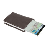 Metal Men Card Holder Rfid Aluminium Alloy Credit Card Holder Pu Leather Wallet Antitheft Men