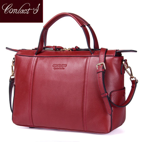 Contact'S Women Practical Bag Handbag Brand Designer Office Bag Organized Women Genuine Leather