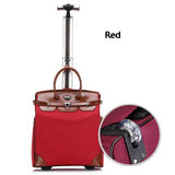 Letrend Korean Oxford Women Travel Bag Rolling Luggage Spinner Wheel Suitcases Women Red Vintage